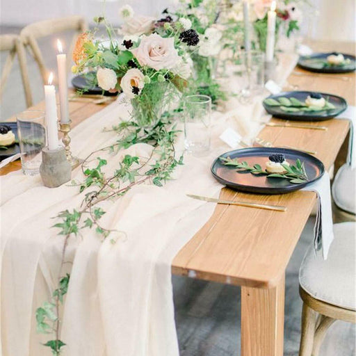 9 Colors Chiffon Table Runners Bulk Pack for Weddings, Classic Design, 12 Inch Width, 10 Pieces