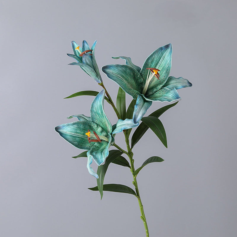 33 Inch Artificial Lilies Spray Stems, 6 Pcs Real Touch Retro Style Silk Flowers