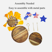 Patriotic Farmhouse Wooden Tiered Tray Set with Independence Day Decorations