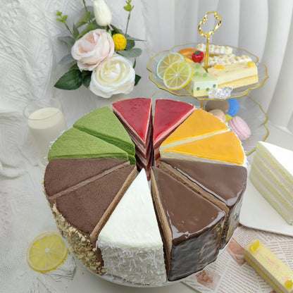 Lifelike Simulated Triangular Cake Dessert Mousse - Fake Dessert Model for Decoration, Photography Prop, Kids Play Kitchen, Realistic Replica