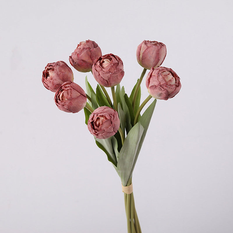 17 Inch Silk Tulip Buds Bouquet Stems, 10 Pcs Artificial Retro Tulip Flowers
