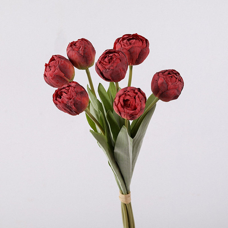 17 Inch Silk Tulip Buds Bouquet Stems, 10 Pcs Artificial Retro Tulip Flowers