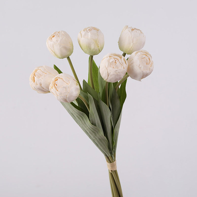 17 Inch Silk Tulip Buds Bouquet Stems, 10 Pcs Artificial Retro Tulip Flowers