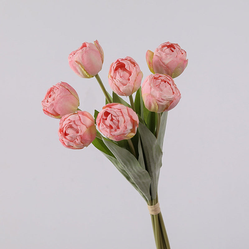 17 Inch Silk Tulip Buds Bouquet Stems, 10 Pcs Artificial Retro Tulip Flowers