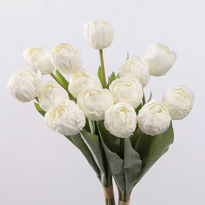 17 Inch Silk Tulip Buds Bouquet Stems, 10 Pcs Artificial Retro Tulip Flowers
