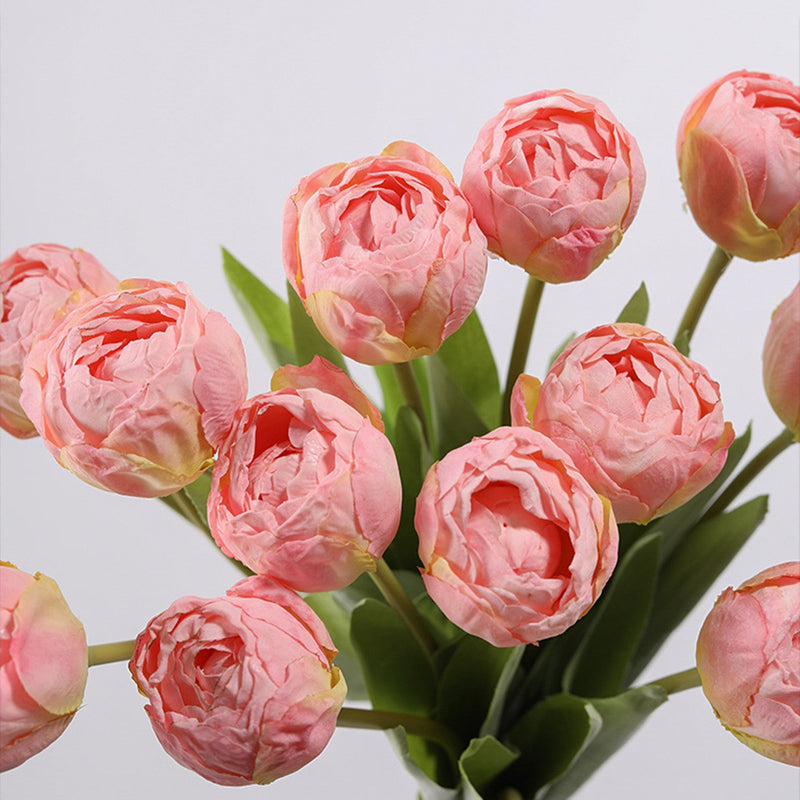 17 Inch Silk Tulip Buds Bouquet Stems, 10 Pcs Artificial Retro Tulip Flowers