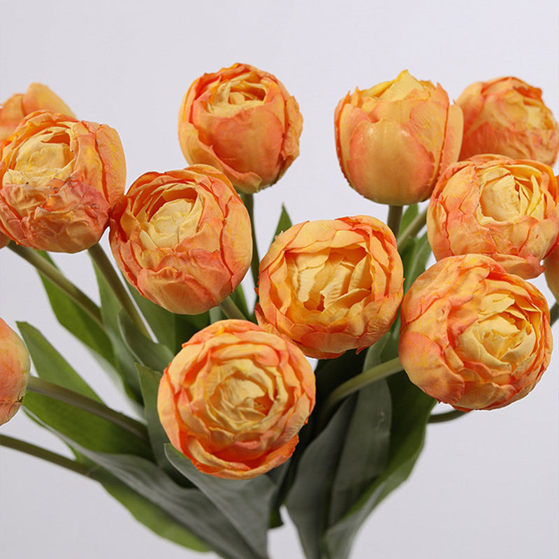 17 Inch Silk Tulip Buds Bouquet Stems, 10 Pcs Artificial Retro Tulip Flowers