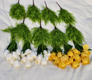 14 Bundles 18 Inch Artificial Tulip Flowers with Greenery, UV Resistant Outdoor Plants