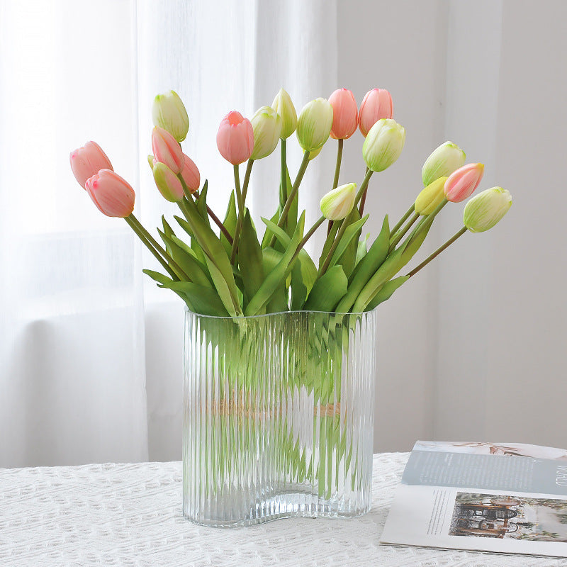 Real Touch Soft Latex Tulips Bouquet 15.7 Inch Artificial Flower Arrangement