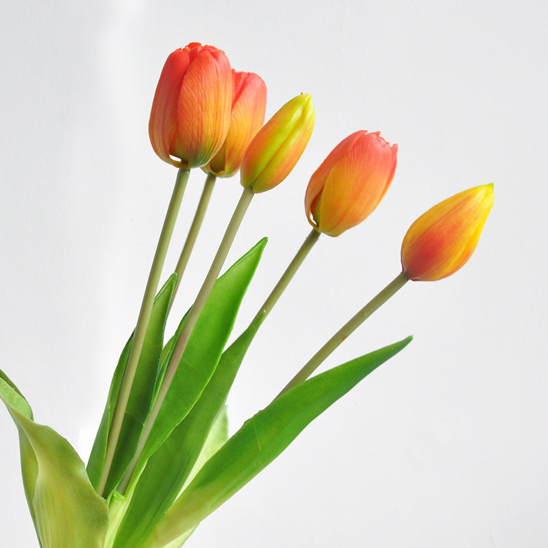 Real Touch Soft Latex Tulips Bouquet 15.7 Inch Artificial Flower Arrangement