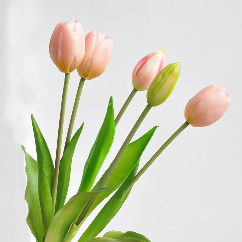 Real Touch Soft Latex Tulips Bouquet 15.7 Inch Artificial Flower Arrangement
