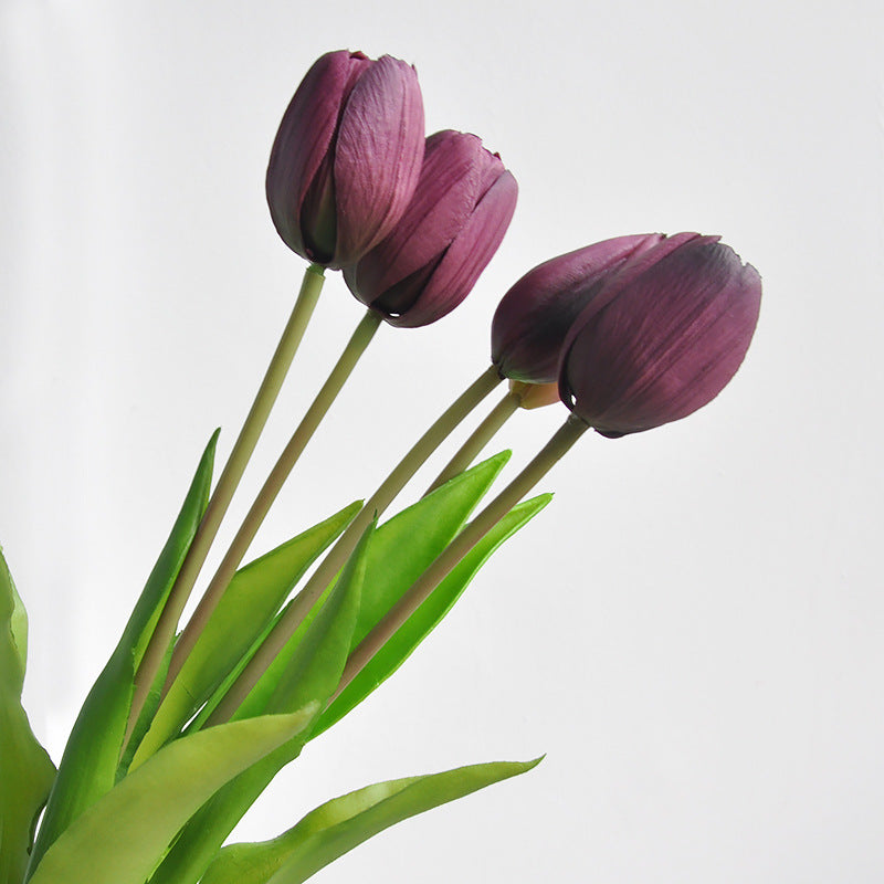 Real Touch Soft Latex Tulips Bouquet 15.7 Inch Artificial Flower Arrangement
