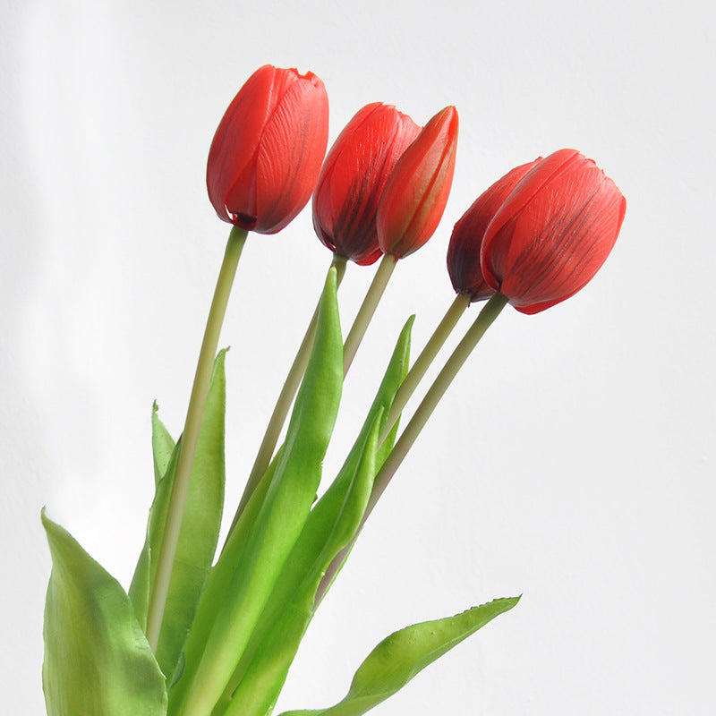 Real Touch Soft Latex Tulips Bouquet 15.7 Inch Artificial Flower Arrangement