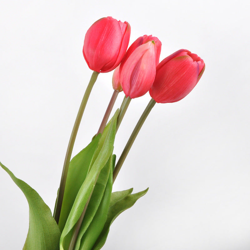 Real Touch Soft Latex Tulips Bouquet 15.7 Inch Artificial Flower Arrangement