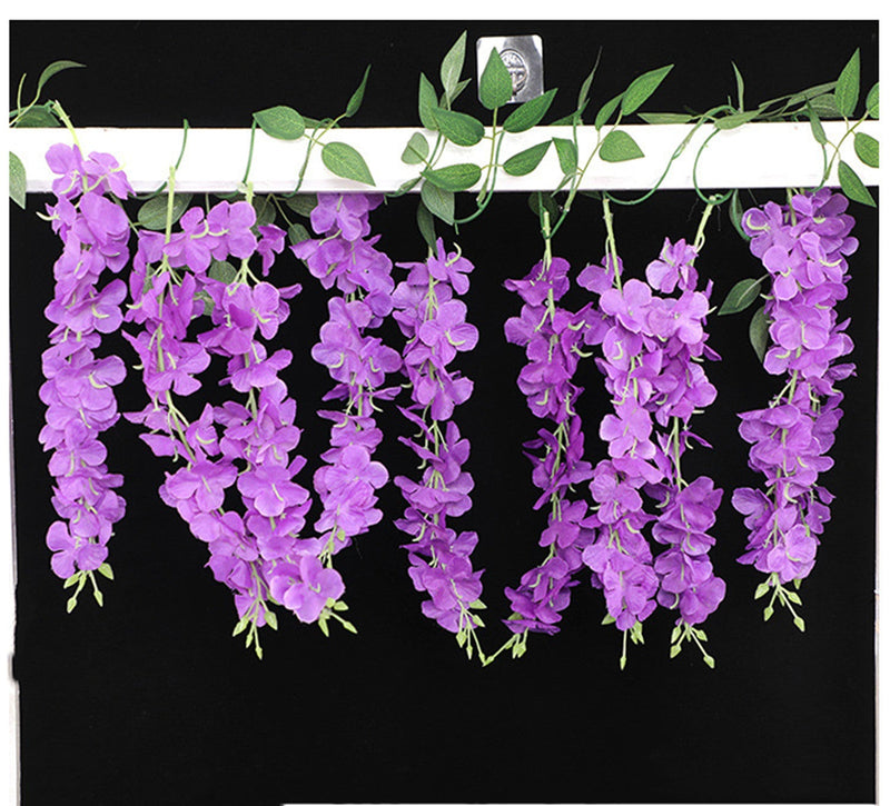 7 Ft Artificial Silk Wisteria Garland, Hanging Flowers for Wedding Arch, Outdoor Garden Porch Decor, Bulk Quantity