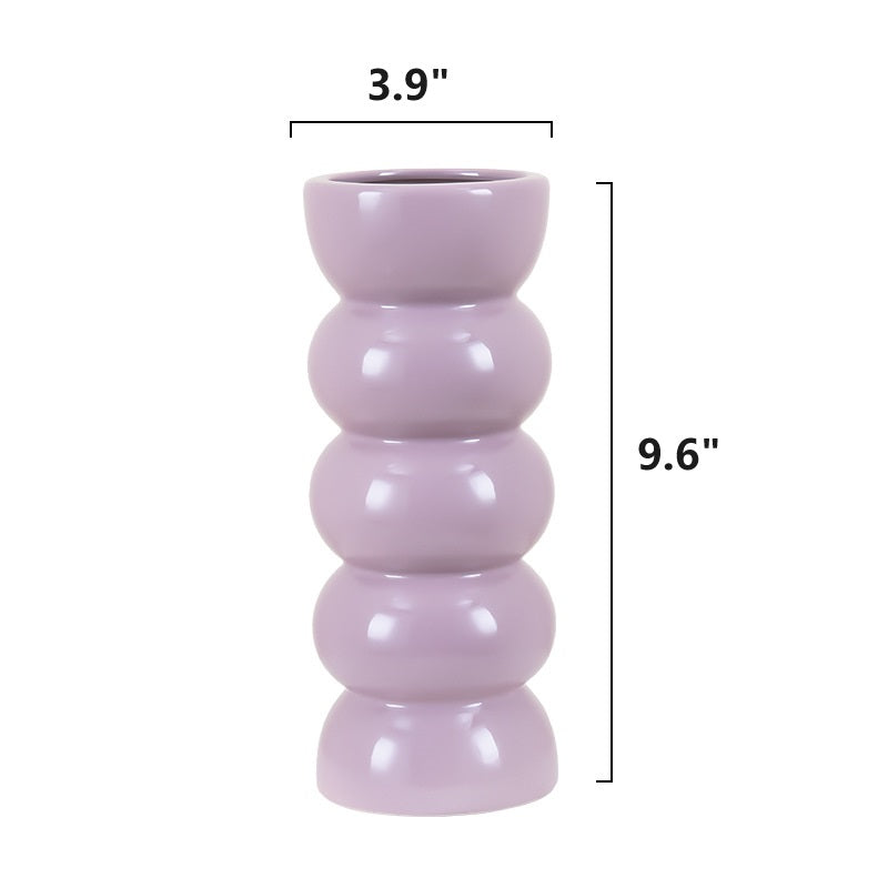 Bulk Ceramic Flower Vase Ribbing Modern Unique Home Party Decor Wholesale