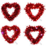 Valentine's Day Heart Shape Wreath 12 Inch Glitter Tinsel Garland Artificial Decoration