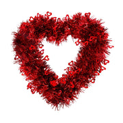 Valentine's Day Heart Shape Wreath 12 Inch Glitter Tinsel Garland Artificial Decoration