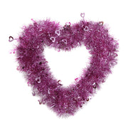 Valentine's Day Heart Shape Wreath 12 Inch Glitter Tinsel Garland Artificial Decoration