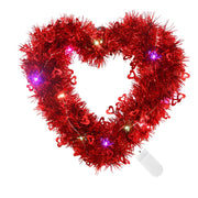 Valentine's Day Heart Shape Wreath 12 Inch Glitter Tinsel Garland Artificial Decoration