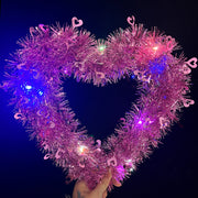 Valentine's Day Heart Shape Wreath 12 Inch Glitter Tinsel Garland Artificial Decoration