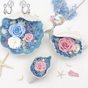 6 Pcs Preserved Floral Conch Set with Necklace and Earrings Valentine’s Gift for Her