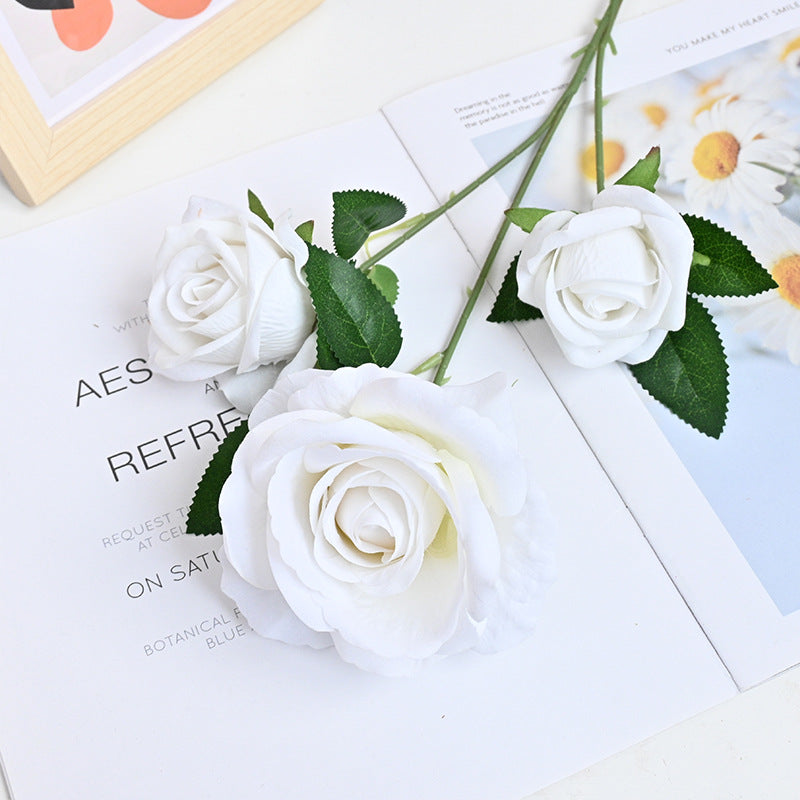 26 Inch Artificial Velvet Rose Spray Stems, 3 Heads, Bulk Quantity