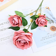 26 Inch Artificial Velvet Rose Spray Stems, 3 Heads, Bulk Quantity