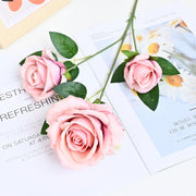 26 Inch Artificial Velvet Rose Spray Stems, 3 Heads, Bulk Quantity