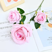 26 Inch Artificial Velvet Rose Spray Stems, 3 Heads, Bulk Quantity