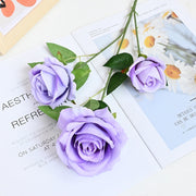 26 Inch Artificial Velvet Rose Spray Stems, 3 Heads, Bulk Quantity