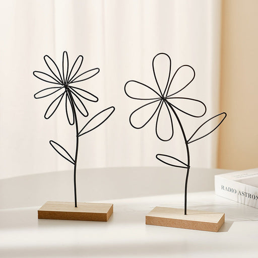 2 Pcs Vintage Metal Artificial Flowers Small Decorative Art Pieces