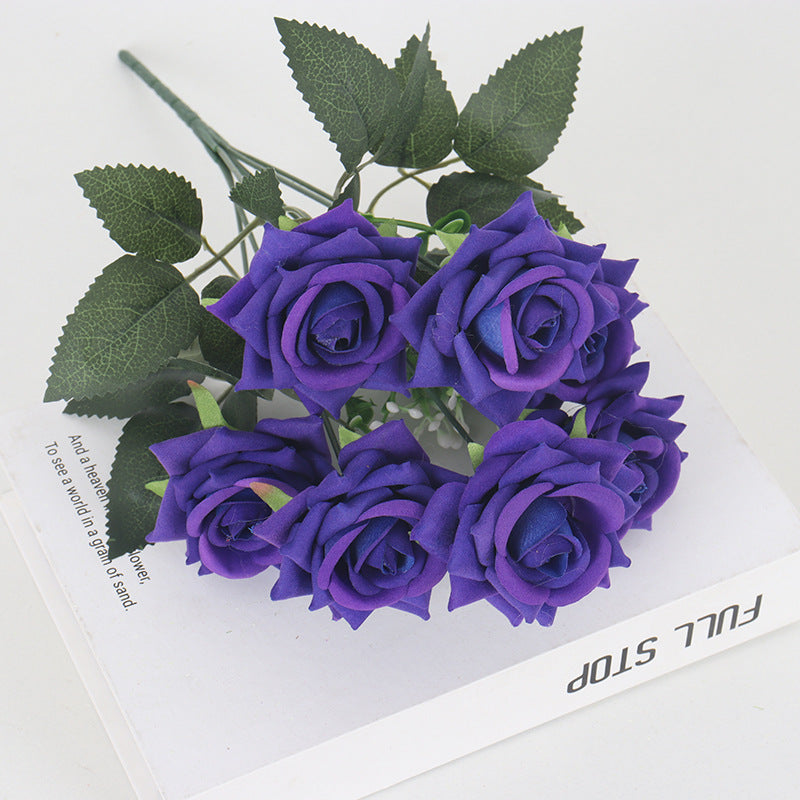 11 Colors 14 Inch Velvet Artificial Rose Bush Stems Bulk 11 Pcs Silk Flowers