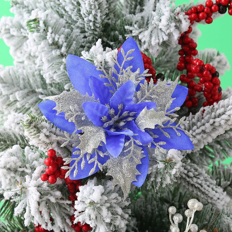 14 Colors 6 Inch Glitter Poinsettia Artificial Christmas Flowers Bulk Wholesale
