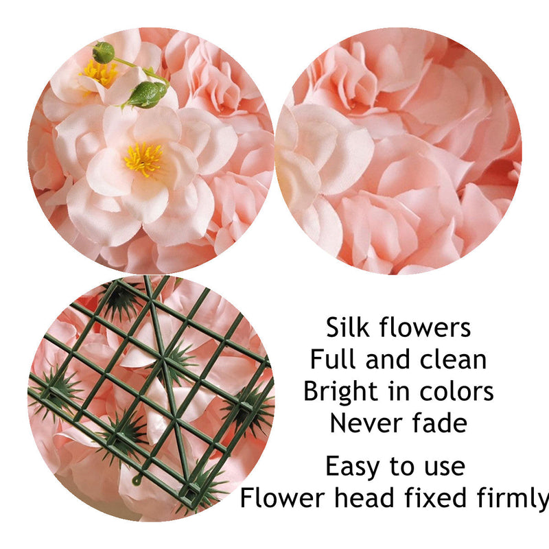 15 x 15 Inch 3D Silk Rose Flower Wall Panels Bulk Floral Decorative Panels