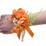 Peony Wrist Corsage Bracelet 10 Pcs Artificial Silk Flowers Wedding Bulk
