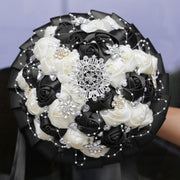 20 Pcs Handmade Satin Rose Bridal Bouquet 8.3 Inch Round Wedding Toss Flowers Bulk 20 Colors