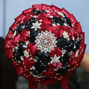 20 Pcs Handmade Satin Rose Bridal Bouquet 8.3 Inch Round Wedding Toss Flowers Bulk 20 Colors