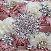 20 Pcs Handmade Satin Rose Bridal Bouquet 8.3 Inch Round Wedding Toss Flowers Bulk 20 Colors