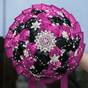 20 Pcs Handmade Satin Rose Bridal Bouquet 8.3 Inch Round Wedding Toss Flowers Bulk 20 Colors