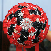 20 Pcs Handmade Satin Rose Bridal Bouquet 8.3 Inch Round Wedding Toss Flowers Bulk 20 Colors