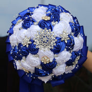 20 Pcs Handmade Satin Rose Bridal Bouquet 8.3 Inch Round Wedding Toss Flowers Bulk 20 Colors