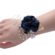Fall Wedding Rose Corsage Bracelet with Artificial Pearls and Diamond Accents, Bulk Quantity