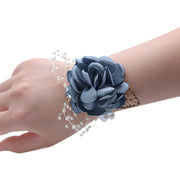 Fall Wedding Rose Corsage Bracelet with Artificial Pearls and Diamond Accents, Bulk Quantity