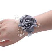 Fall Wedding Rose Corsage Bracelet with Artificial Pearls and Diamond Accents, Bulk Quantity