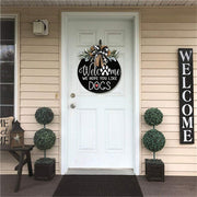 Welcome Sign Wreath 12 Inch for Dog Owners Artificial Flower Door Decor