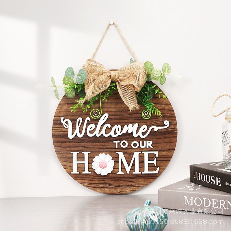 Welcome Sign Seasonal Wreath with 15 Ornaments Bulk Wholesale Artificial Decorative