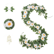 2 Pcs 13 Ft Artificial Eucalyptus Garland with Silk Roses for Wedding Party Decor
