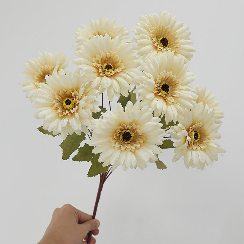 19 Inch Artificial Gerbera Daisy Bush - 9 Stems Silk Flowers for Autumn Winter Decor Bulk