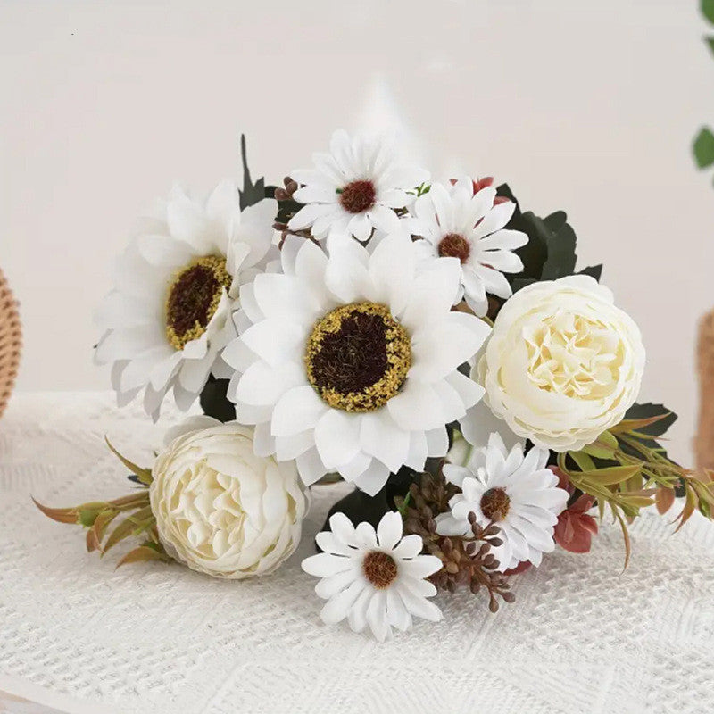 12 Inch Artificial Silk Chrysanthemum Rose Sunflower Daisy Mums Bouquet Bulk 10 Pcs